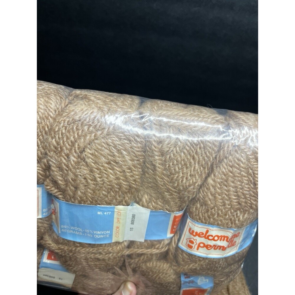 Reynolds Poemes Welcomme Wool Yarn France Brown Tan Lot Of 6 Skein NOS - Picture 13 of 15